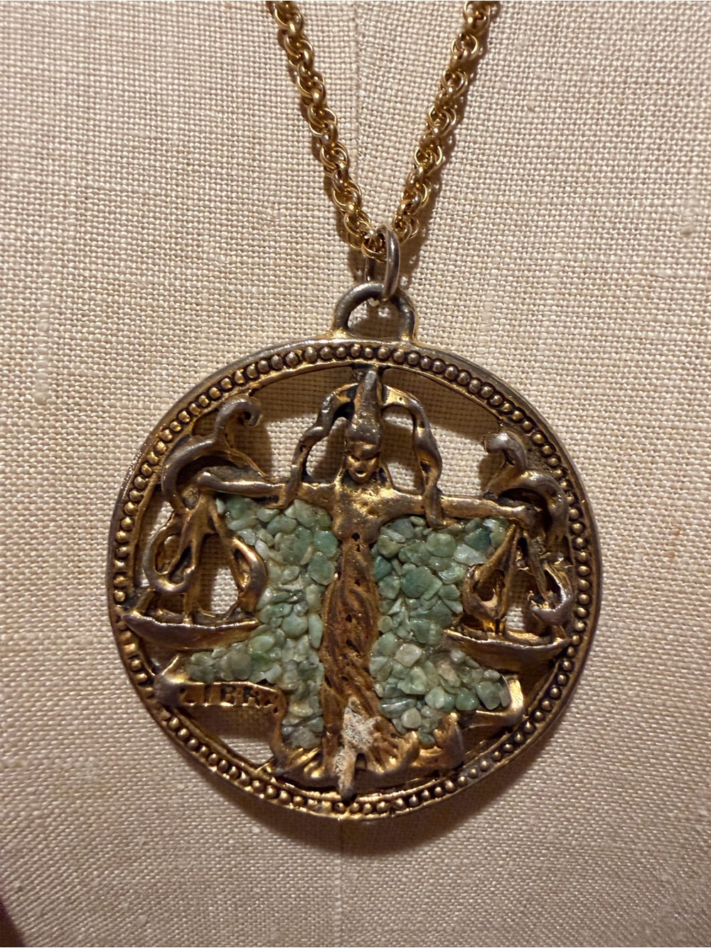 Vintage Gold Tone Libra Pendant Necklace
